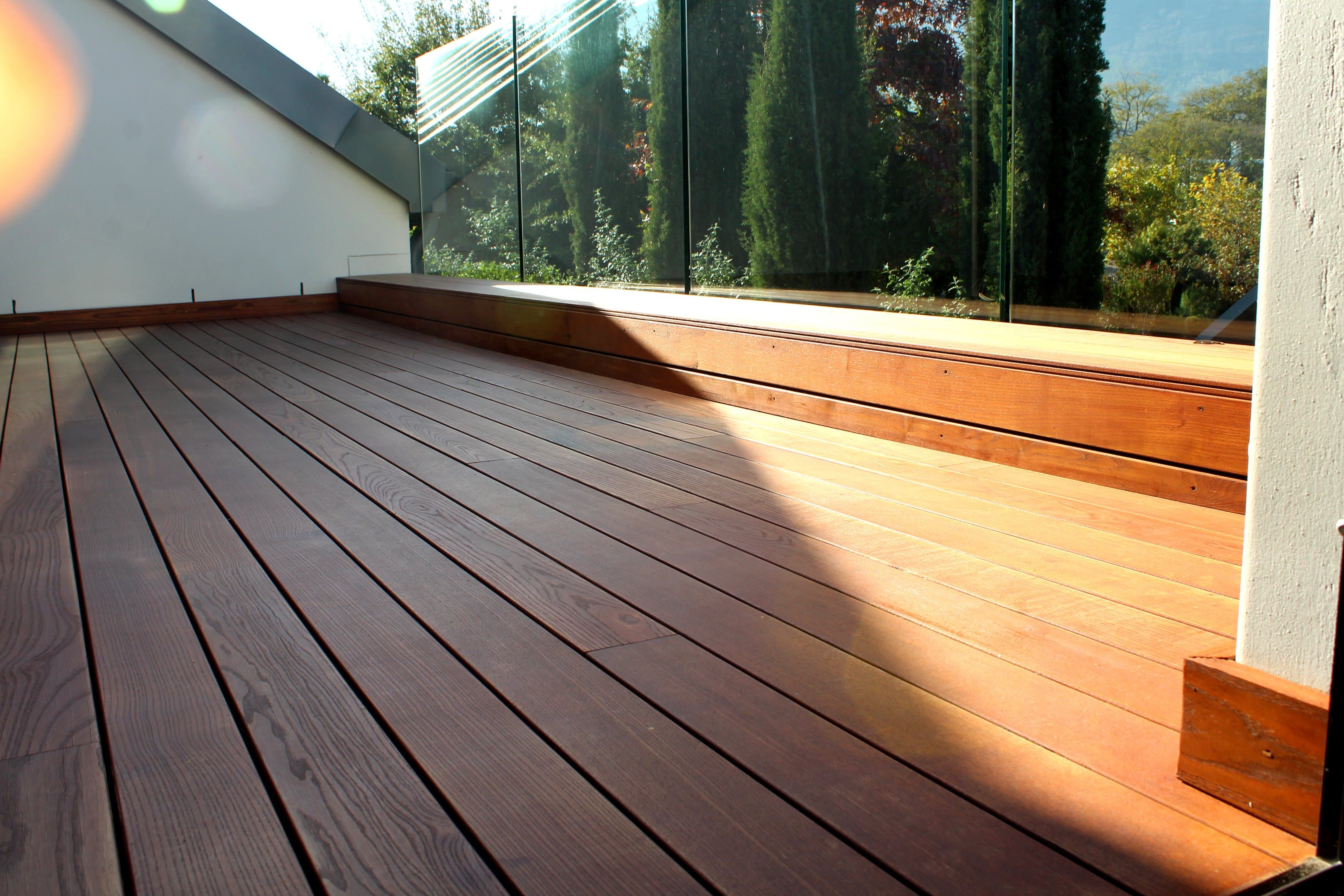 Wooden decking with glass balustrade in Cape Town